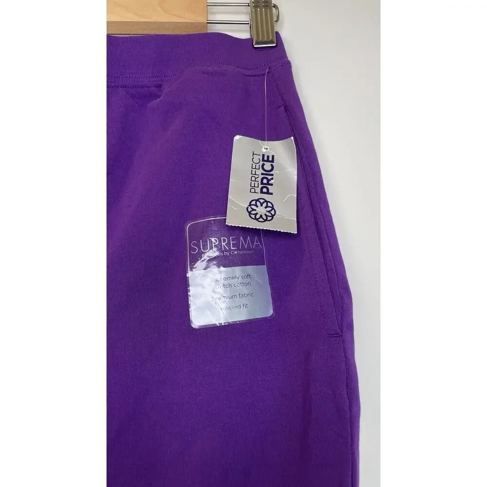 NWT Catherines Suprema Collection Cotton Knit Capri Pants Purple 5X (34/36) - Picture 4 of 12